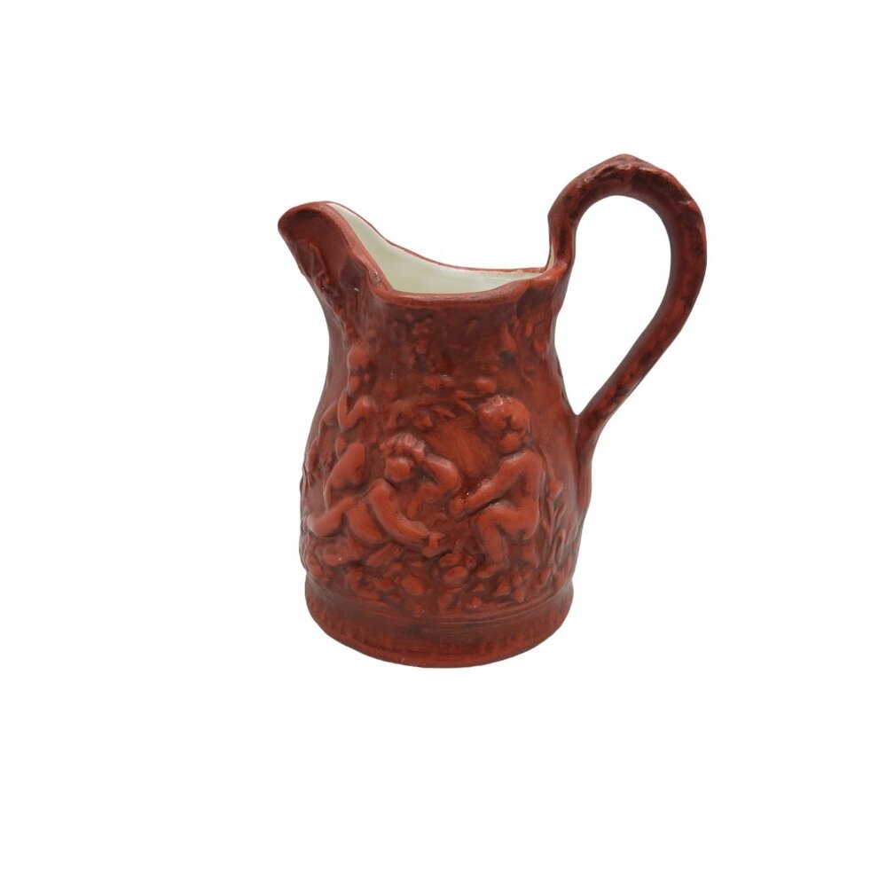 vintage 1968 handmade signed b.b. brick red ceramic pitcher